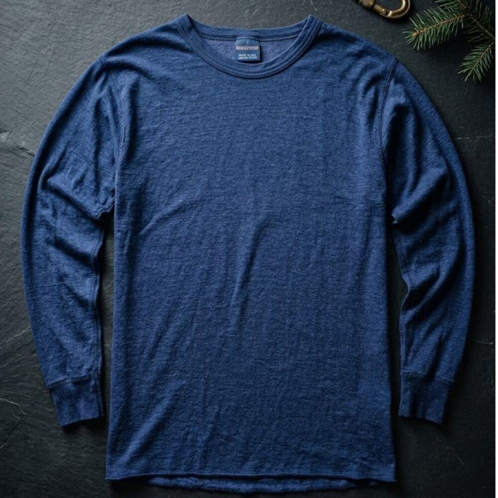 Medalist Made in USA Mens Large Thermal Base Layer Thermax Wool Blend Navy